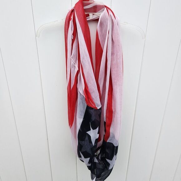 Unbranded Accessories - American Flag Infinity Scarf Long & Sheer Old Vintage Look red/white/blue